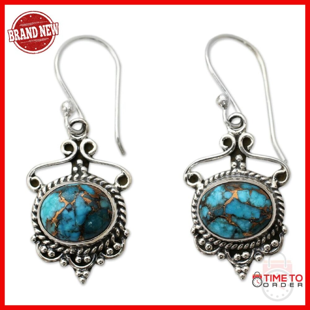 Sterling Silver Turquoise Dangle Earrings Handmade Artisan Jewelry